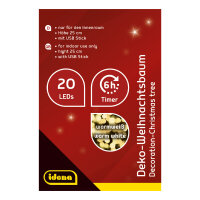 Dekobaum mit 20 LEDs und roten Weihnachtselementen, 25 cm hoch