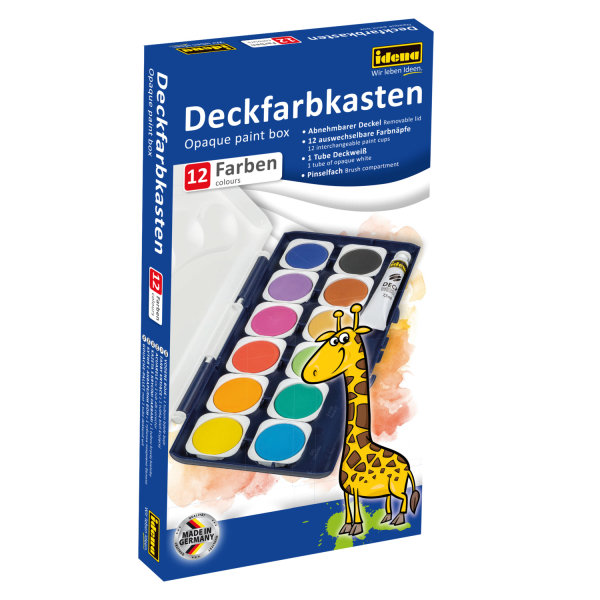 Deckfarbkasten - 12 Farben, 1 Tube Deckweiß