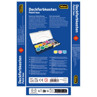 Buntes Set aus 12 Deckfarben und 1 Tube Deckweiß in einem praktischen Kasten zur einfachen Aufbewahrung