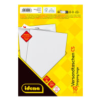 Packung mit 10 Versandtaschen im Format C5 (16,2 x 22,9 cm) aus 90g/m² Papier ohne Fenster und mit Haftklebeverschluss, FSC Mix zertif