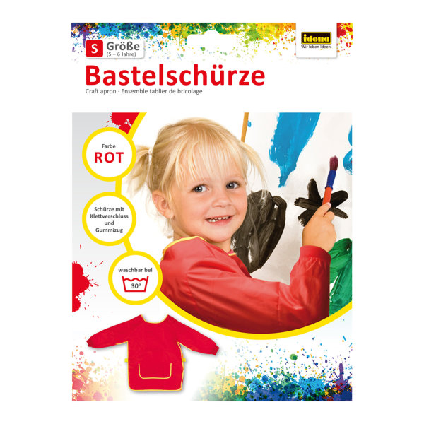 Idena Knutselschort Rood – Ideaal Voor Kinderen Van 5-6 Jaar, Wasbaar En Met Handige Zak