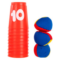 Ballwurfspiel - 10 Becher mit 3 Wurfbällen