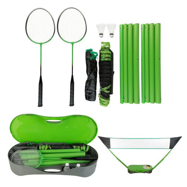 Badminton- & Tennis- Netz, 2in1 Set mit 2 Netzen, 2 Schlägern, 2 Federbällen & 1 Koffer