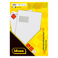 10 haftklebende Versandtaschen in C4-Format aus FSC-Mix-Papier mit Fenster und 90g/m²