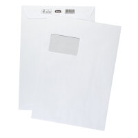 10 haftklebende Versandtaschen in C4-Format aus FSC-Mix-Papier mit Fenster und 90g/m²