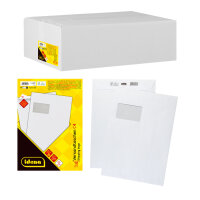 10 haftklebende Versandtaschen in C4-Format aus FSC-Mix-Papier mit Fenster und 90g/m²