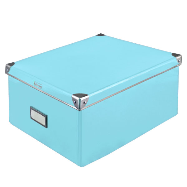 Aufbewahrungsbox mit Deckel - 36 x 28 x 17 cm, FSC® Recycled, türkis
