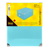 Aufbewahrungsbox mit Deckel, FSC&reg; Recycled, 36 x 28,2 x 17 cm, aus Pappe, faltbar, t&uuml;rkis