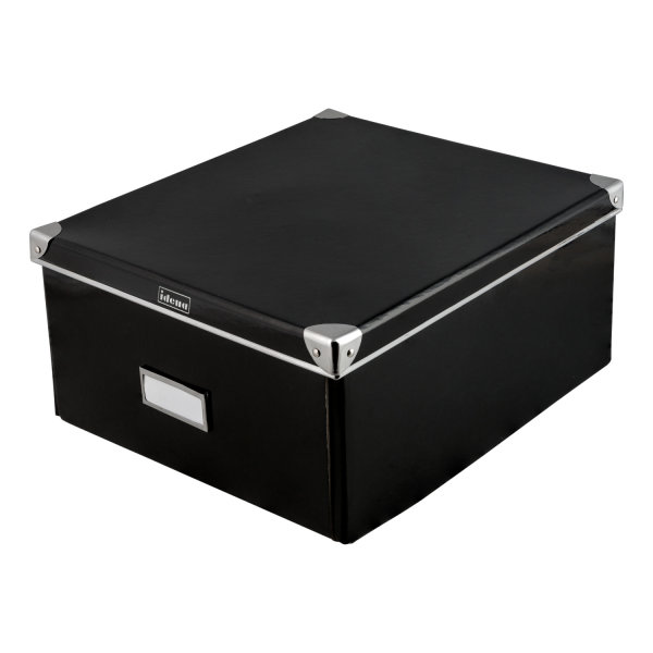 Aufbewahrungsbox mit Deckel, FSC® Recycled, 36 x 28,2 x 17 cm, aus Pappe, faltbar, schwarz