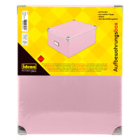 Rosa Aufbewahrungsbox mit Deckel aus FSC-recyceltem Material in den Maßen 36 x 28 x 17 cm
