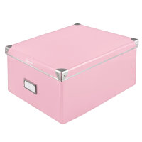 Aufbewahrungsbox mit Deckel, FSC&reg; Recycled, 36 x 28,2 x 17 cm, aus Pappe, faltbar, pink