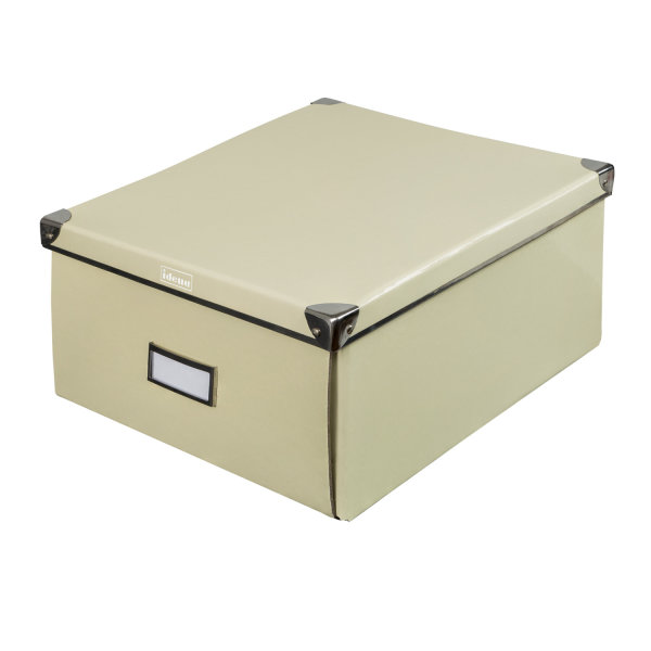 Aufbewahrungsbox mit Deckel, FSC® Recycled, 36 x 28,2 x 17 cm, aus Pappe, faltbar, creme