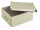 Geräumige Aufbewahrungsbox in Creme mit Deckel, Maße 36 x 28 x 17 cm, aus recyceltem FSC-zertifiziertem Material