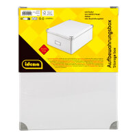 Weiße Aufbewahrungsbox mit Deckel aus recyceltem FSC-Zertifiziertem Material, Maße 36 x 28 x 17 cm