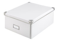 Aufbewahrungsbox mit Deckel, FSC&reg; Recycled, 36 x 28 x 17 cm, aus Pappe, faltbar, wei&szlig;