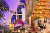 Adventsleuchter, mit 7 Kerzenlichtern, für innen, mit Schalter, Holz, rot