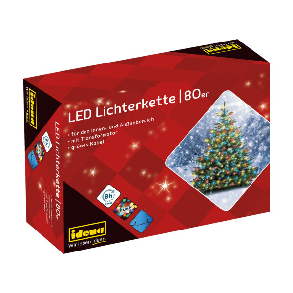 Lichterkette - 80 LEDs, bunt
