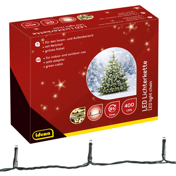 Lichterkette mit 400 warmweißen LEDs für stimmungsvolle Beleuchtung im Innenbereich