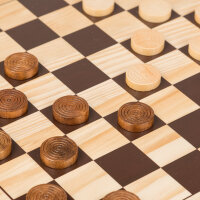 Holzschach- und Damespiel mit doppelseitigem Spielbrett...