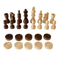 Holzschach- und Damespiel mit doppelseitigem Spielbrett und Figuren aus FSC-zertifiziertem Holz