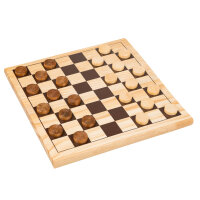 Holzschach- und Damespiel mit doppelseitigem Spielbrett und Figuren aus FSC-zertifiziertem Holz
