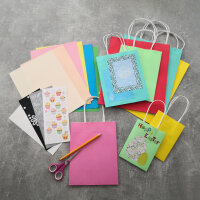 Packung mit 10 Papiertüten in 5 verschiedenen Farben (je 31 x 26 x 12 cm) aus FSC-Mix
