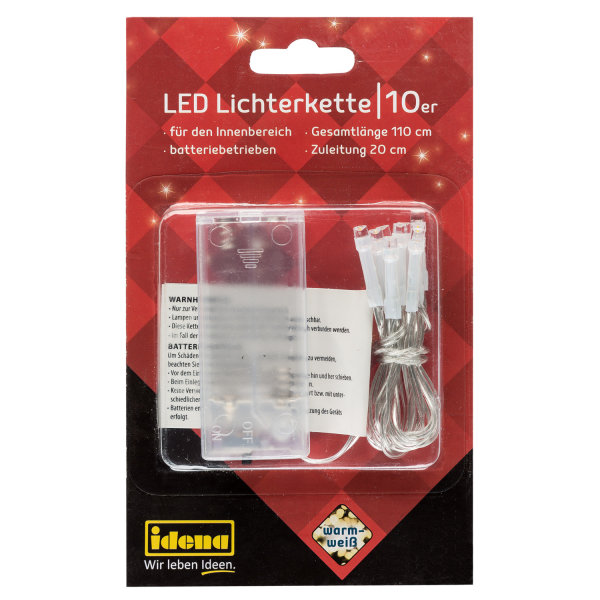 Lichterkette - 10 LEDs, warmweiß, batteriebetrieben