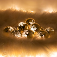 Kugelgirlande - gold, 10 LEDs, warmwei&szlig;, batteriebetrieben