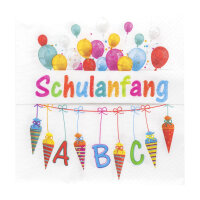 Bunte Servietten zum Schulanfang mit ABC-Motiv und...