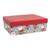 Zwei kleine Weihnachtsmann-Geschenkboxen mit FSC-Mix-Zertifizierung und niedlichem Design