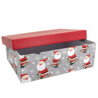 Zwei kleine Weihnachtsmann-Geschenkboxen mit FSC-Mix-Zertifizierung und niedlichem Design