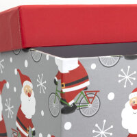 Zwei kleine Weihnachtsmann-Geschenkboxen mit FSC-Mix-Zertifizierung und niedlichem Design