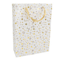 Geschenktasche mit Sternmotiv in den Maßen 34,5 x 25 x 8,5 cm aus FSC Mix-zertifiziertem Material