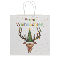 Geschenktasche mit Elchmotiv aus nachhaltigem Kraftpapier in den Maßen 28 x 15 x 28 cm