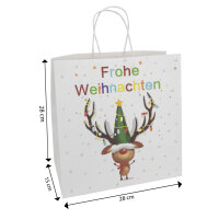 Geschenktasche mit Elchmotiv aus nachhaltigem Kraftpapier in den Maßen 28 x 15 x 28 cm