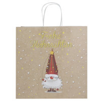 Geschenktasche Wichtel, 28 x 15 x 28 cm aus Kraftpapier FSC Mix mit niedlichem Wichtel-Motiv