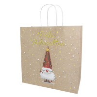 Geschenktasche Wichtel, 28 x 15 x 28 cm aus Kraftpapier FSC Mix mit niedlichem Wichtel-Motiv