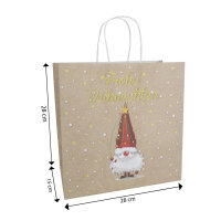 Geschenktasche Wichtel, 28 x 15 x 28 cm aus Kraftpapier FSC Mix mit niedlichem Wichtel-Motiv
