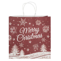 Festliche Geschenktasche Merry Christmas in 28 x 28 x 15 cm mit FSC-Mix Zertifizierung und winterlichem Design