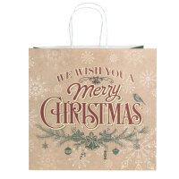 Weihnachtliche Geschenktasche mit Zweig-Design in den Maßen 28 x 28 x 15 cm aus FSC-Mix Material