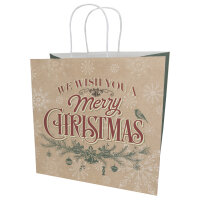 Weihnachtliche Geschenktasche mit Zweig-Design in den Maßen 28 x 28 x 15 cm aus FSC-Mix Material