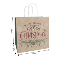 Weihnachtliche Geschenktasche mit Zweig-Design in den Maßen 28 x 28 x 15 cm aus FSC-Mix Material