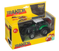 Traktor mit Frontlader - R&uuml;ckziehmotor, 14 cm, gr&uuml;n
