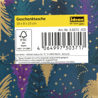 Grüne Geschenktasche mit Tannenbaum-Motiv in mittlerer Größe (18 x 23 x 8 cm) aus FSC Mix Papier