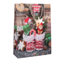 Bunte Geschenktasche für Weihnachten mit verschiedenen Motiven und Maßen von 25 x 35 x 9 cm