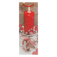 Weihnachtliche Flaschentasche mit sortierten Motiven in den Maßen 35 x 12,5 x 9 cm und FSC-Mix-Zertifizierung