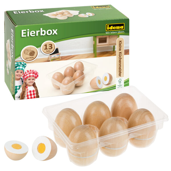 Bunte kleine Küchenmeister Eierbox mit 13-teiligem Set aus Holz, FSC 100% zertifiziert