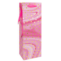 Flaschentasche in Pink mit punktigem Muster und den...