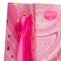 Flaschentasche in Pink mit punktigem Muster und den Maßen 12 x 35 x 9 cm aus FSC Mix zertifiziertem Material