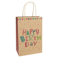 Braune Geschenktasche mit Happy Birthday Motiv und...